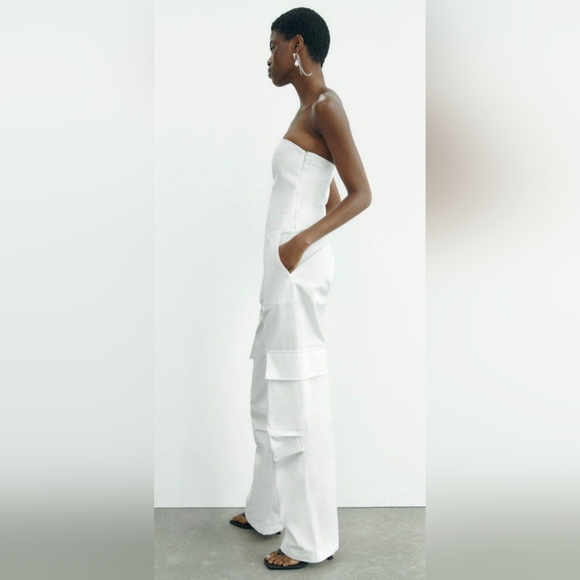 Zara Cargo Strapless Jumpsuit size Small - Picture 3 of 11